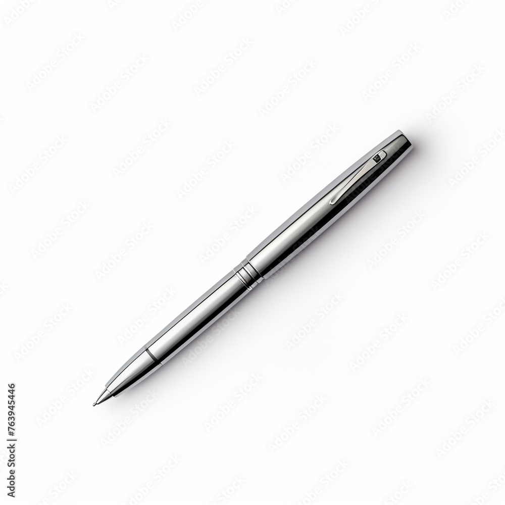minimal design chrome pen on white back ground ar сreated with Generative Ai minimal design chrome pen on white back ground ar сreated with Generative Ai