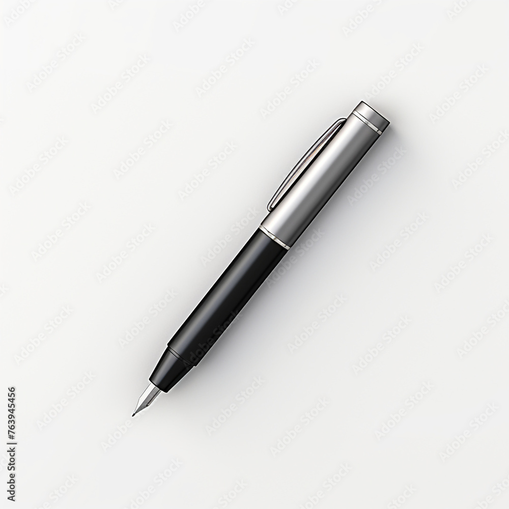 minimal design chrome pen on white back ground ar сreated with Generative Ai minimal design chrome pen on white back ground ar сreated with Generative Ai