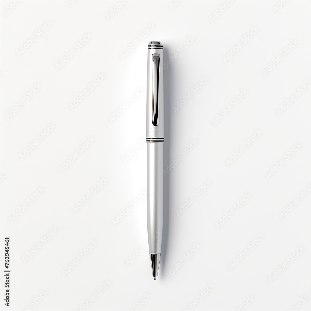 minimal design chrome pen on white back ground ar сreated with Generative Ai minimal design chrome pen on white back ground ar сreated with Generative Ai