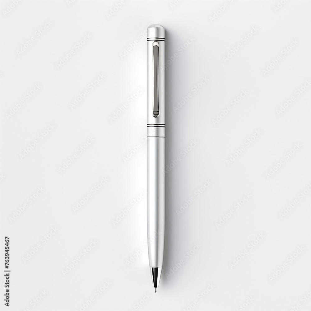 minimal design chrome pen on white back ground ar сreated with Generative Ai minimal design chrome pen on white back ground ar сreated with Generative Ai