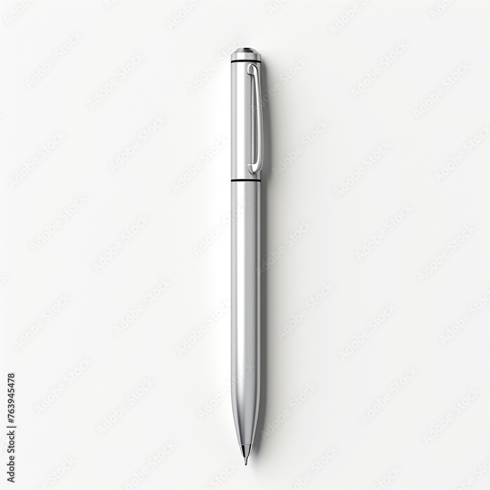 minimal design chrome pen on white back ground ar сreated with Generative Ai minimal design chrome pen on white back ground ar сreated with Generative Ai