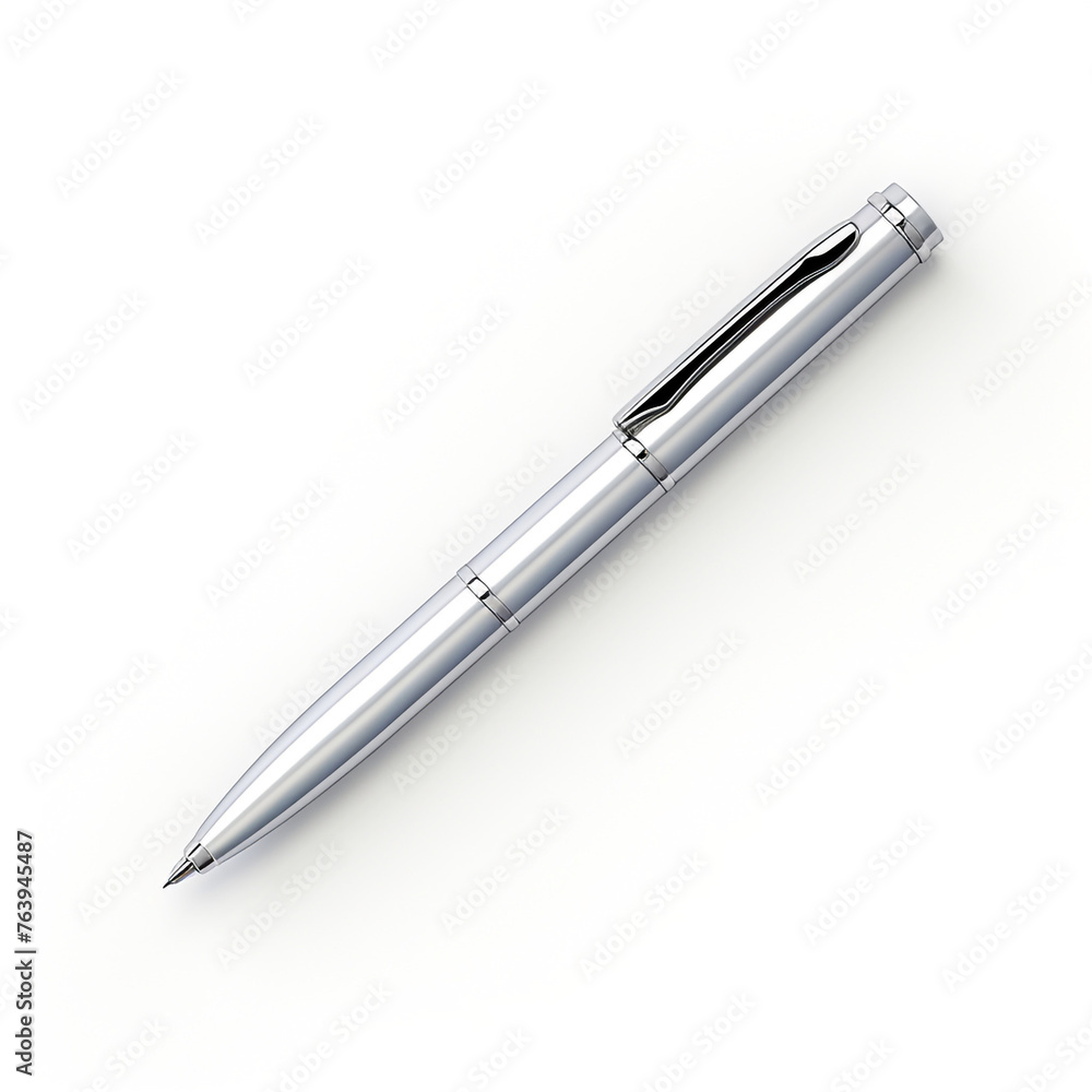 minimal design chrome pen on white back ground ar сreated with Generative Ai minimal design chrome pen on white back ground ar сreated with Generative Ai