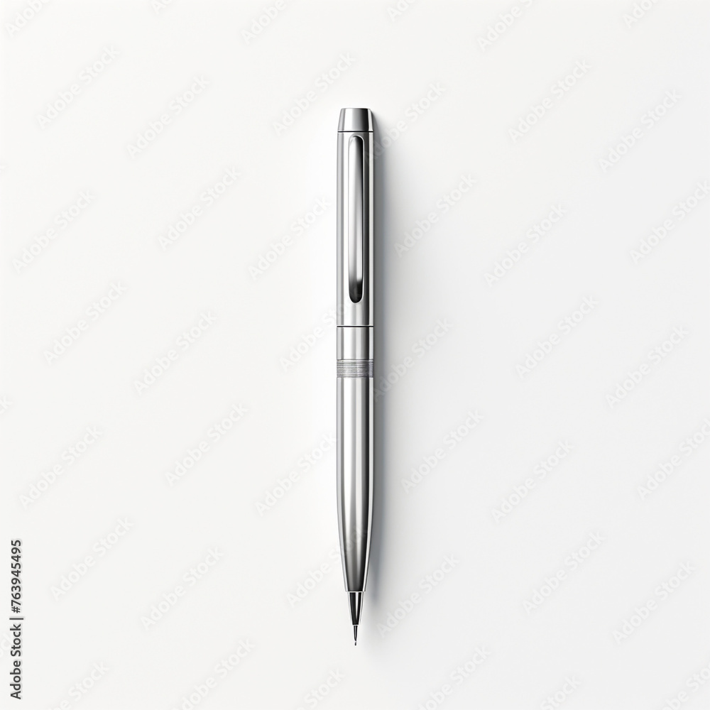 minimal design chrome pen on white back ground ar сreated with Generative Ai minimal design chrome pen on white back ground ar сreated with Generative Ai