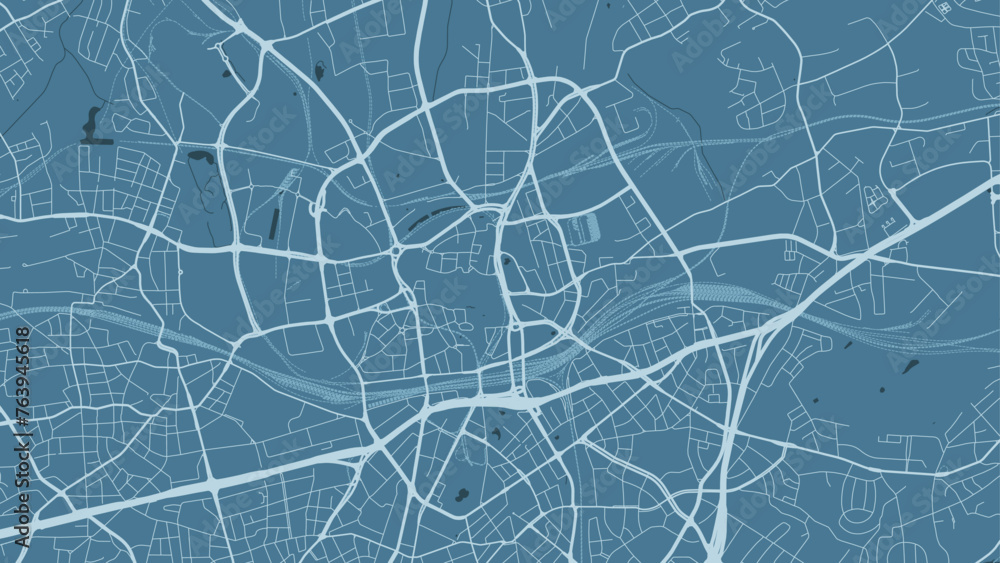 Blue Essen map, city in Germany. Streetmap municipal area.