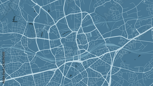 Blue Essen map, city in Germany. Streetmap municipal area.