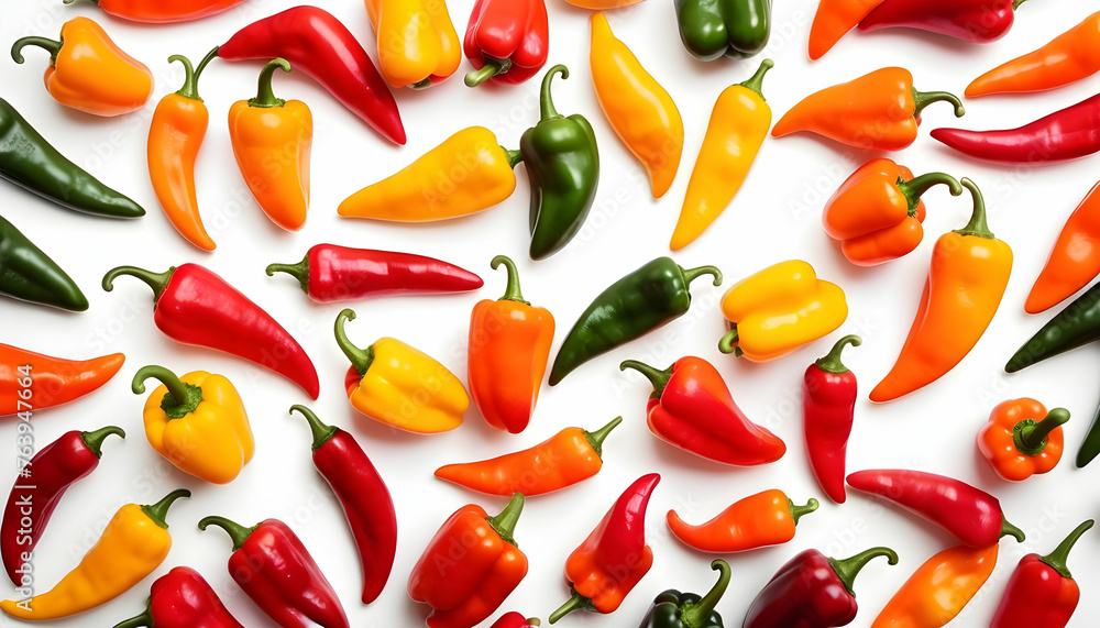 mixture peppers on white background mixture peppers on white background