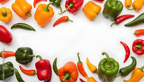 mixture peppers on white background