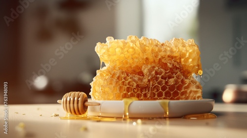 Wallpaper Mural hyperrealistic honey comb , dripping glistening honey сreated with Generative Ai Torontodigital.ca