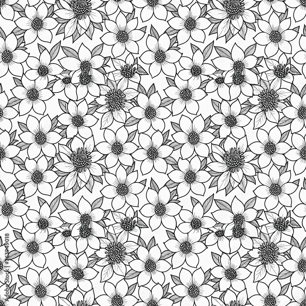 Seamless line pattern with flowers Seamless line pattern with flowers