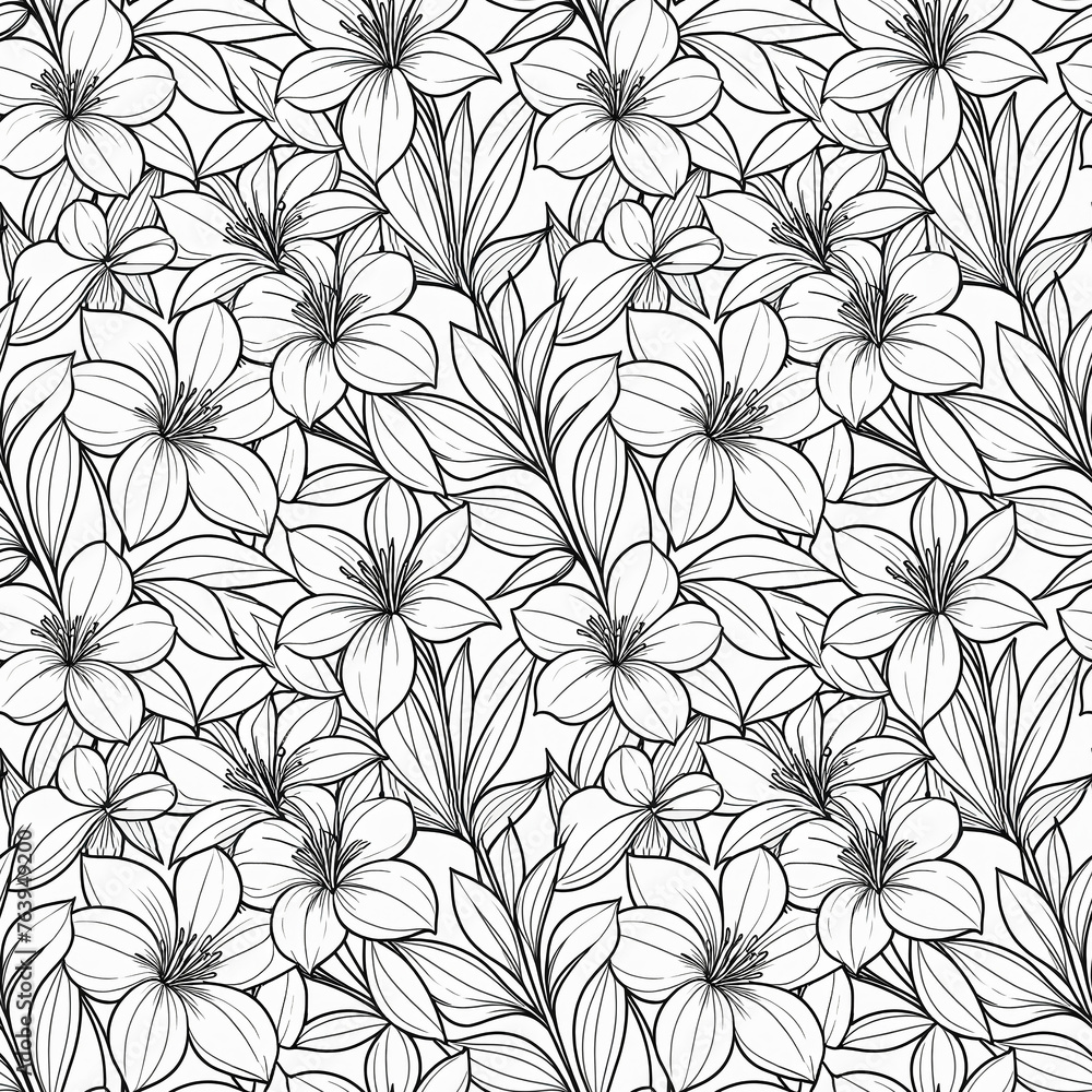 Seamless line pattern with flowers Seamless line pattern with flowers