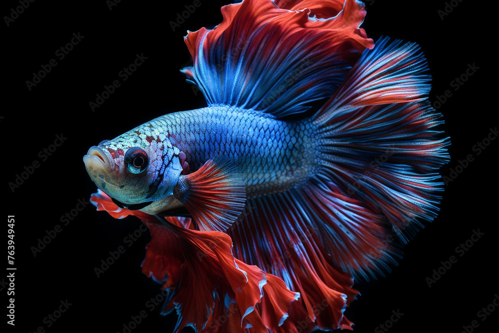 Fototapeta premium Vivacious, portrait, Betta Fish сreated with Generative Ai