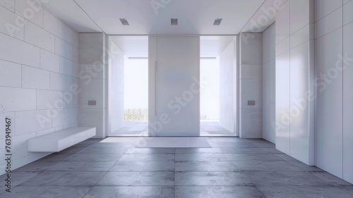 white modern entrance door minimalist style. Generative Ai © Dvid