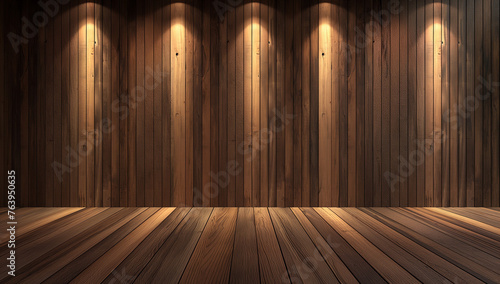 Wallpaper Mural Empty room with wooden wall Torontodigital.ca
