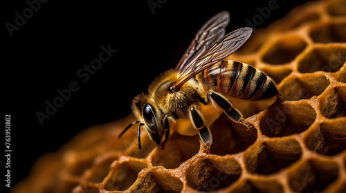 effulgent, macro, honeycomb and bee сreated with Generative Ai © Andrii Yablonskyi