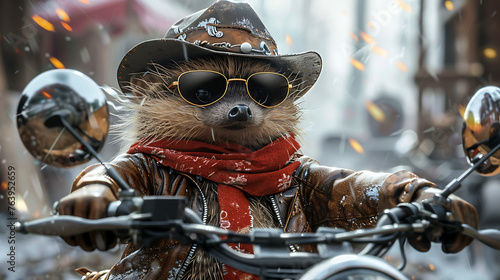 racoon on a motorcycle