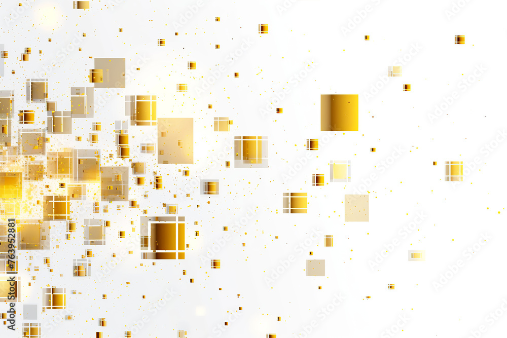 Gold elements background. Golden square shapes on white. Abstract geometric backdrop Gold elements background. Golden square shapes on white. Abstract geometric backdrop