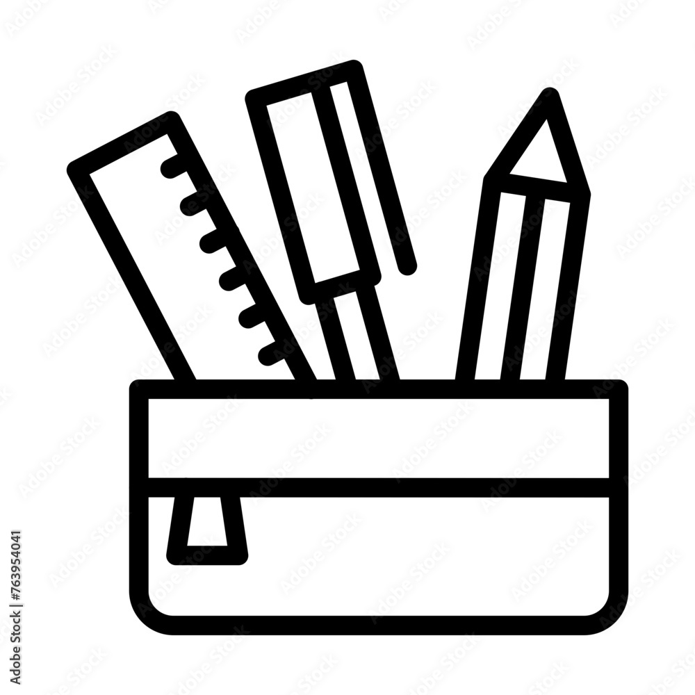 Pencil Case Vector Line Icon Design
