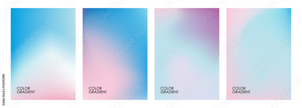 Set of bright blurred backgrounds. Color gradients. Defocused color templates for creative graphic design. Vector illustration.