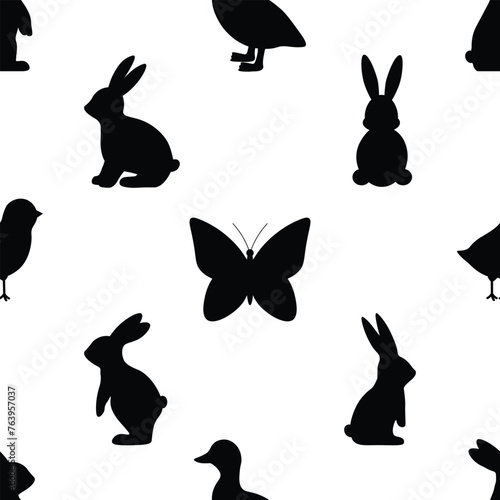 Easter Bunny Vector Pattern, Easter Bunny vector Design, Easter Bunny Cute Vector Pattern, Cute Vector Pattern, Easter Bunny icon Silhouette, Easter Bunny Pattern illustration