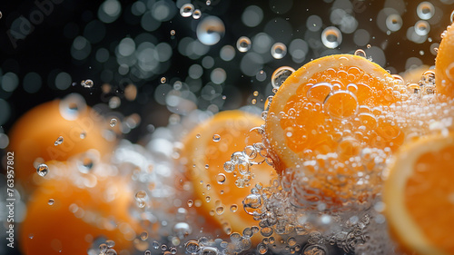 Oranges floating in water