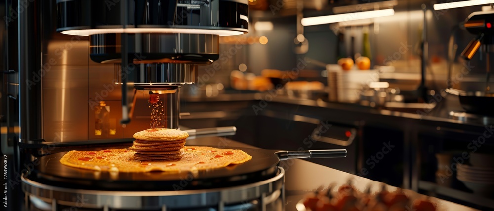 Masala Dosa being prepared in an automated kitchen where traditional South Indian recipes are preserved with precision robotics Masala Dosa being prepared in an automated kitchen where traditional South Indian recipes are preserved with precision robotics