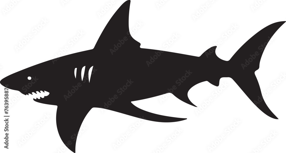 Fototapeta premium Shark Silhouette Vector Illustration White Background
