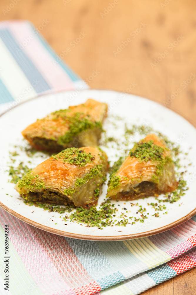 Traditional Turkish Dessert with pistachios Traditional Turkish Dessert with pistachios