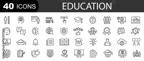 Education line icons set. Education, School, Book . Vector illustration