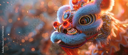 Lion Dance a vibrant scene of a traditional lion dance full of color and energy symbolizing cultural courage © Pornarun