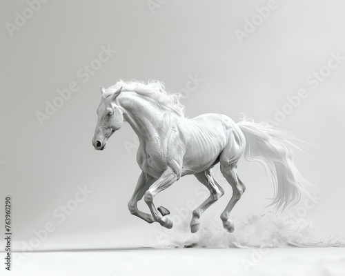 Minimalist Motion the simple outline of a horse mid gallop captured against a clean uncluttered background