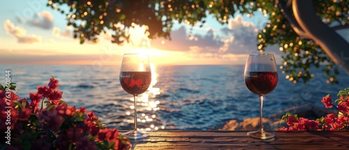 Wedding bells ring leading to a luxurious honeymoon where husband and wife savor wine and relax in a seaside haven of bliss
