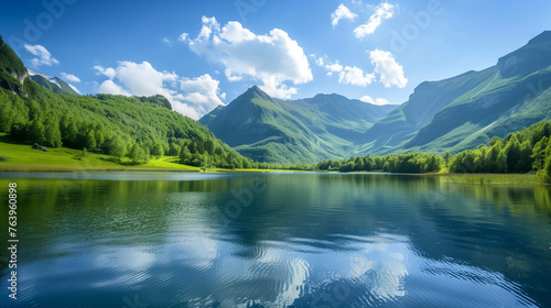 lake and green mountains beautiful landscape  © Ali