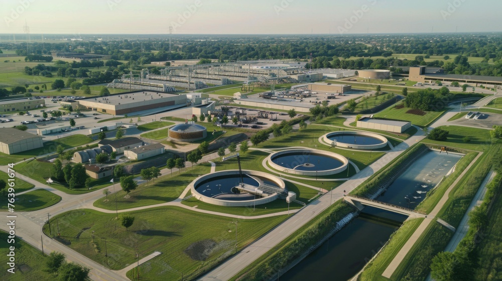 Drone shot showing the entire water treatment plant