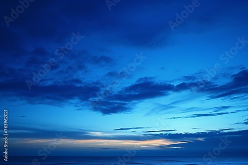 Beautiful sunset on the beach, Seascape with clouds and blue sky