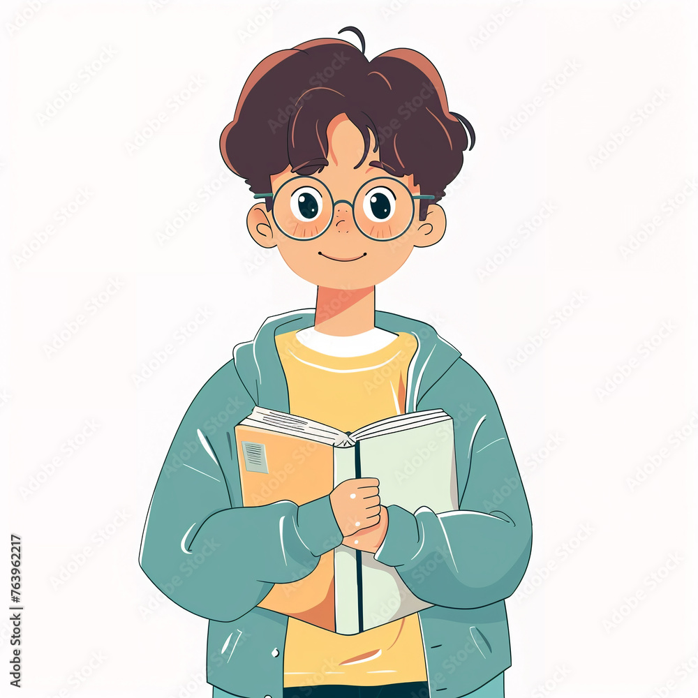 illustration of student reading book, scholar boy teenager studying educational materials, isolated flat vector modern illustration of child, full of curiosity and motivation illustration of student reading book, scholar boy teenager studying educational materials, isolated flat vector modern illustration of child, full of curiosity and motivation