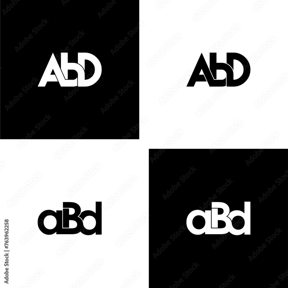 abd lettering initial monogram logo design set abd lettering initial monogram logo design set