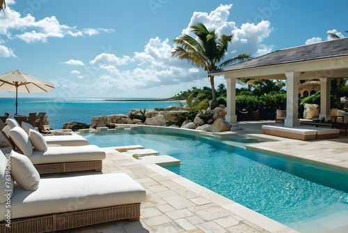Luxury Resort Poolside with Scenic Ocean View and Amenities