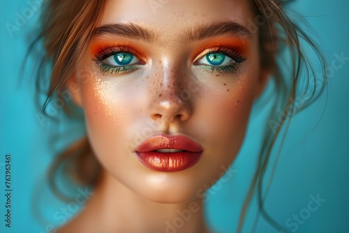 Wallpaper Mural Professional Photo with Colorful Makeup: Copy Space for Woman. Concept Beauty Shot, Colorful Makeup, Copy Space, Woman Portrait, Professional Photography Torontodigital.ca