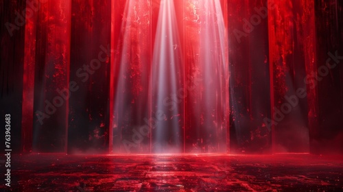 Opera night poster dramatic red and black abstract spotlight lighting central focus