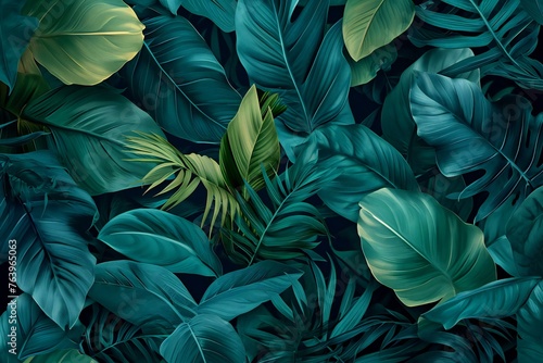 Tropical monstera leaves background   Seamless pattern