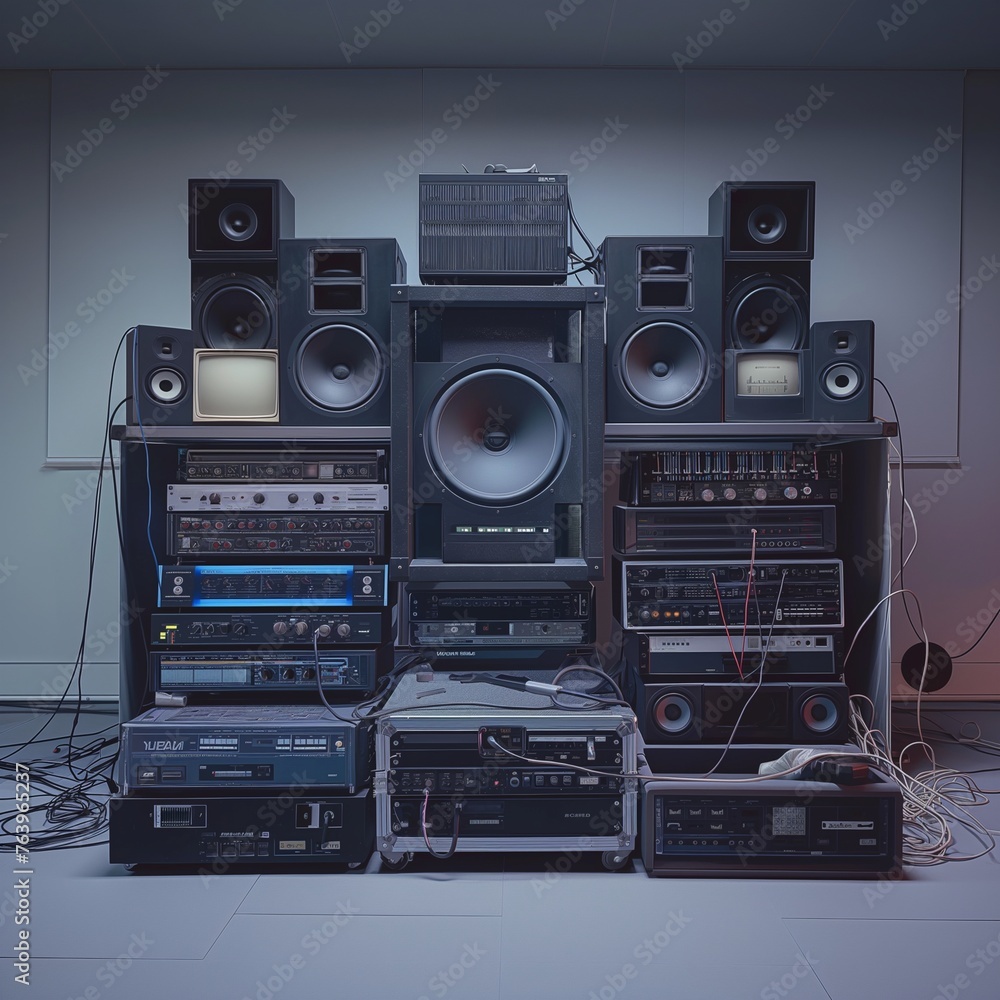 Obraz premium An expansive stereo rig boasting a variety equipment. 