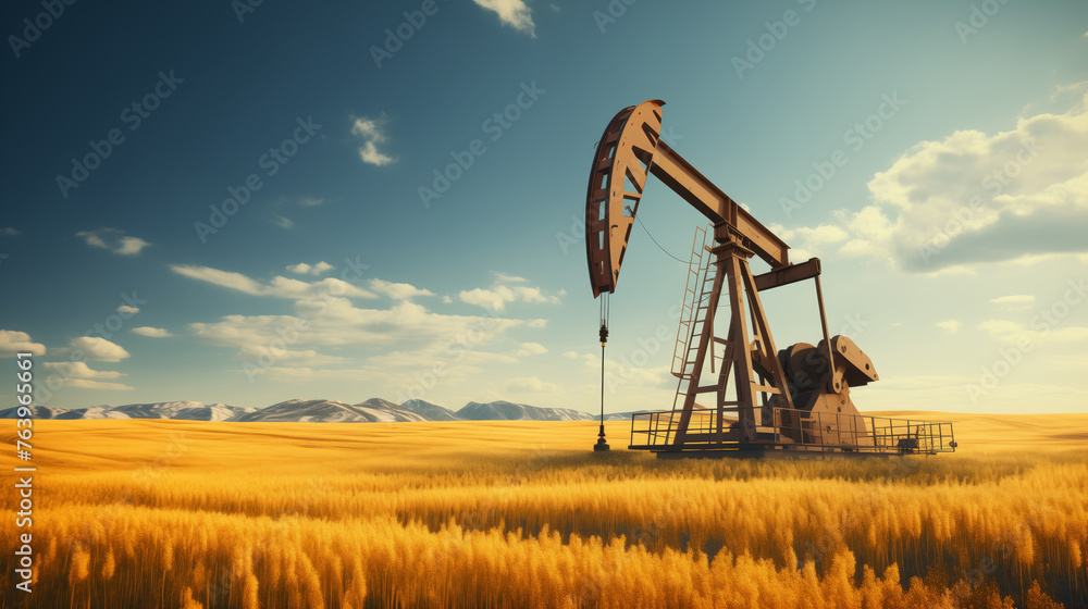 oil pumpjack rig on desert, energy industrial for petroleum gas production amidst the sunset oil pumpjack rig on desert, energy industrial for petroleum gas production amidst the sunset