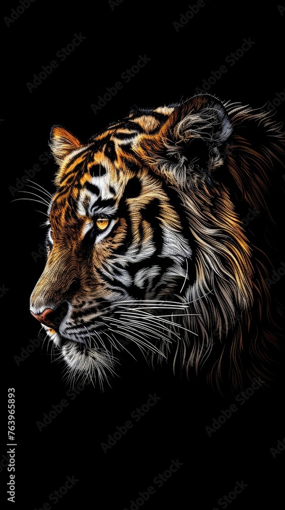 Fototapeta premium Animal sticker. Isolated black background Generative AI