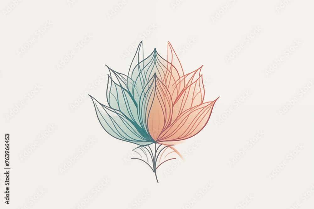 Lotus flower. Vector illustration of a lotus flower with leaves.