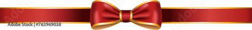 Red ribbon bow has gold trim illustration