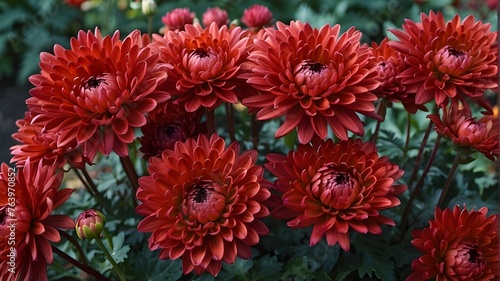 red chrysanthemum flowers