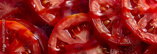 tomato slices in ketchup  zoom in