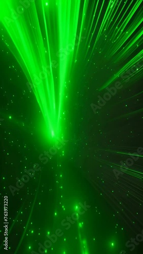 Green fiber optic light explosion