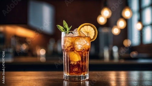 Long Island Iced Tea Cocktail at a beach bar