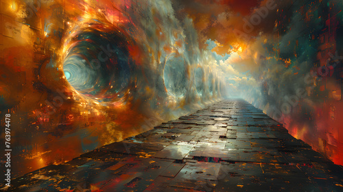 Pathways of the Mind, Abstract Digital Art of Dreams, Spirituality, and the Inner Mysteries of Human Consciousness, Conceptual Artwork Path of Dream Imagination and Spiritual Awakening Mind Spirit.